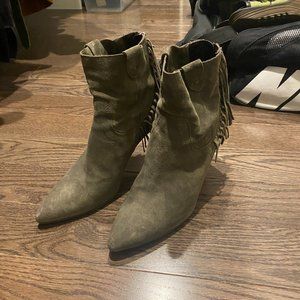 Green Booties with Fringe